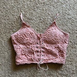 ROMWE pink corset crop top